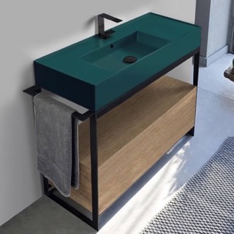 Console Bathroom Vanity Modern  Console Vanity, Green Ceramic Sink, 43